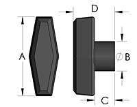 T5 T-Knob Line Drawing